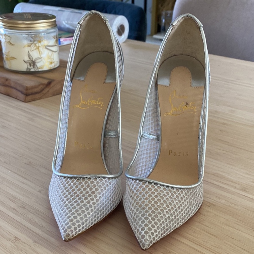 ⭐️CELEB FAVORITE⭐️Christian louboutin follies resille silver 120 - Picture 6 of 8